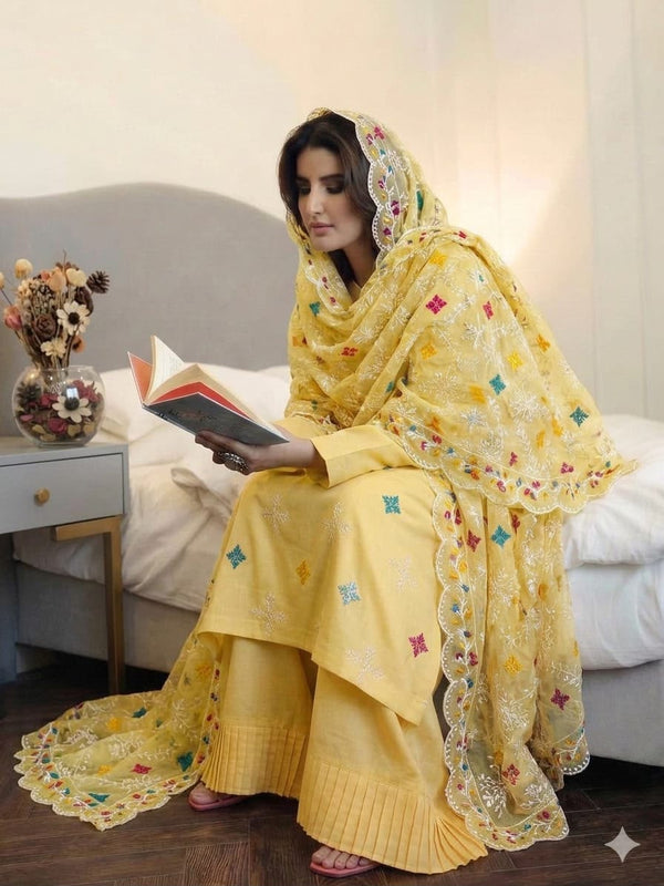 CROSS STICH LAWN COTTON MULTI EMBROIDERED SUMMER UNSTITCHED 3pc
