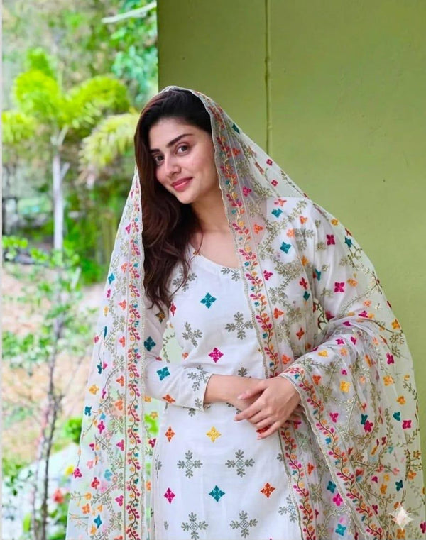 CROSS STICH LAWN COTTON MULTI EMBROIDERED SUMMER UNSTITCHED 3pc✓